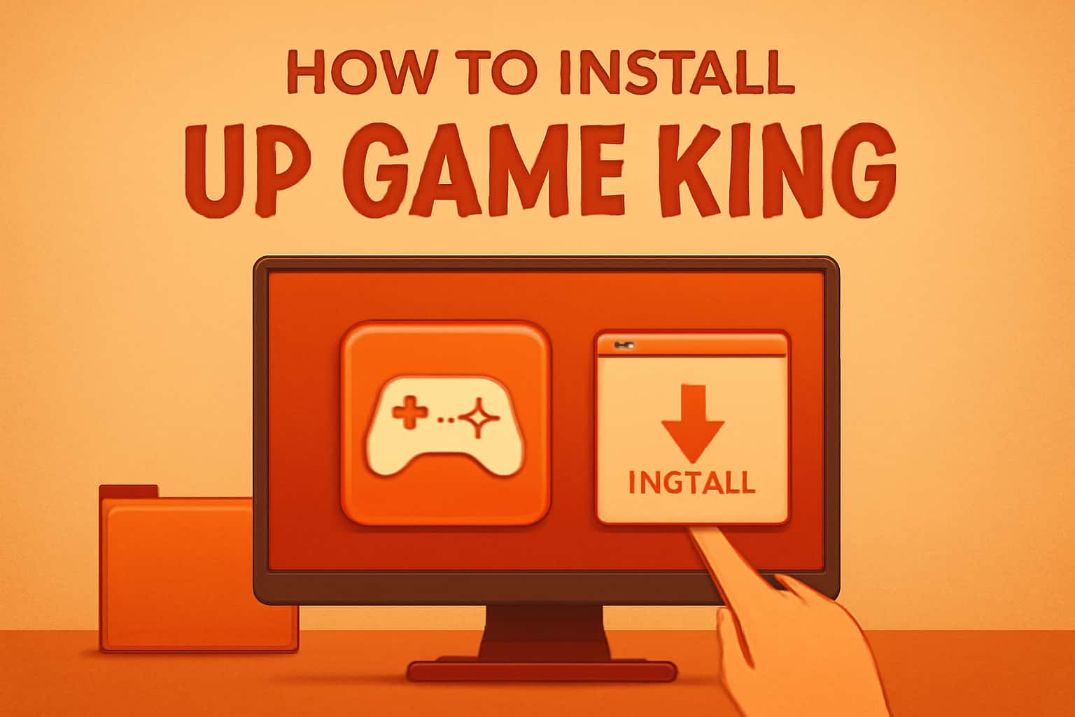 An informational illustration depicting the installation process of Up Game King.