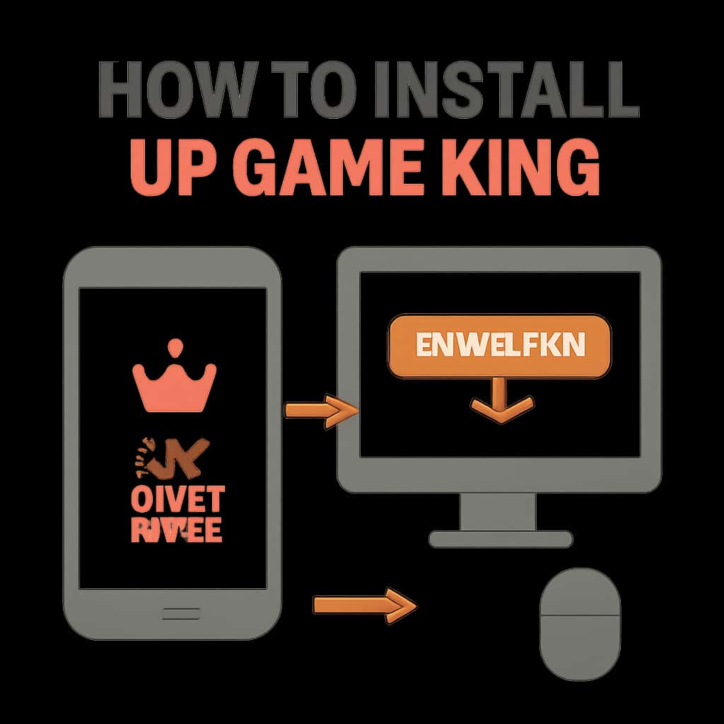 An educational diagram outlining installation steps for Up Game King.