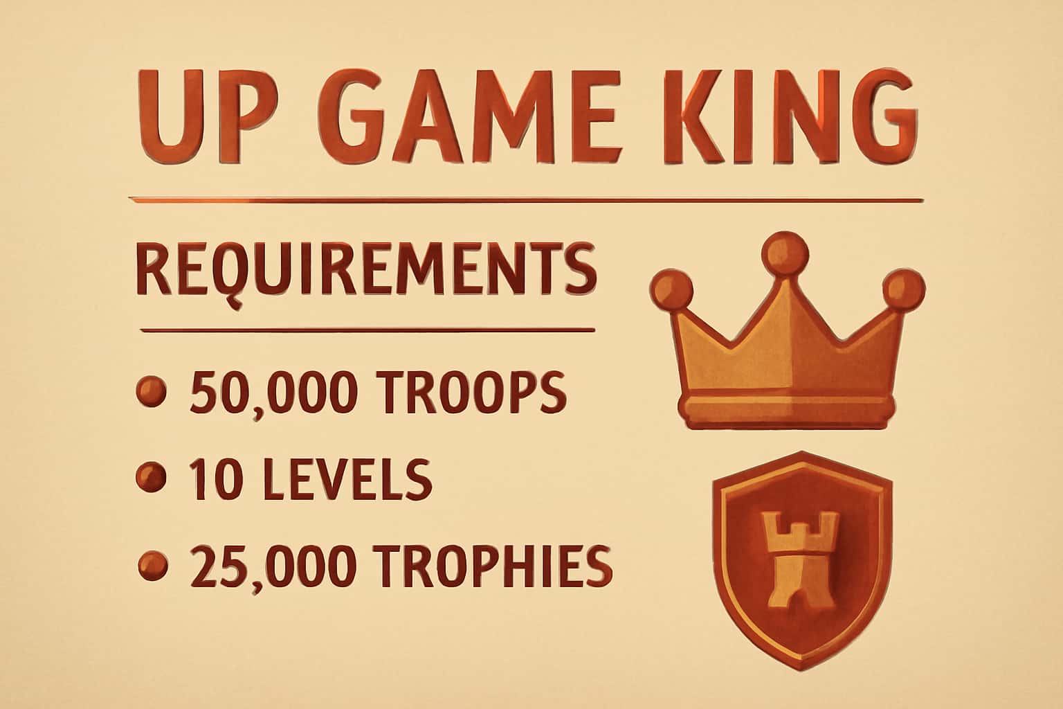 An informative backdrop depicting the requirements for the Up Game King application.