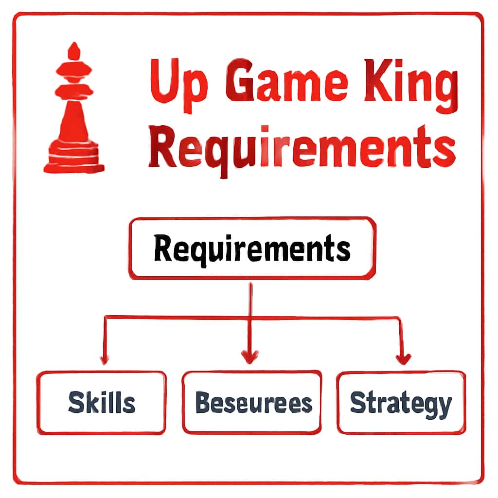 Diagram showing the installation and usage requirements for Up Game King.