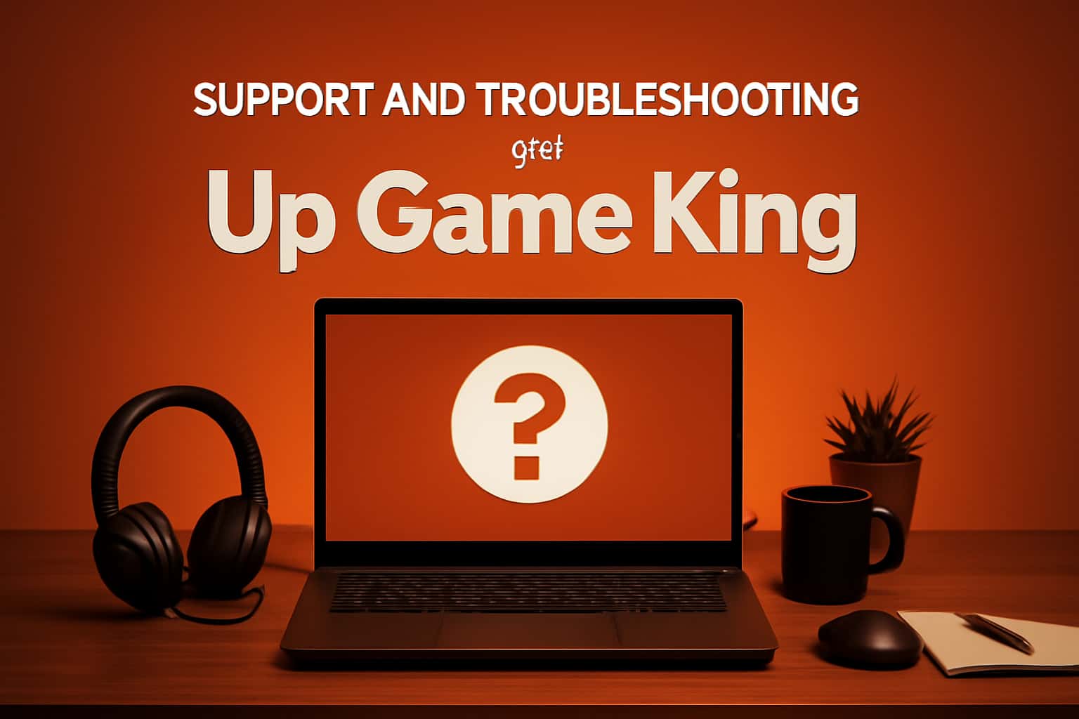 Visual representation of the Up Game King support and troubleshooting guide.