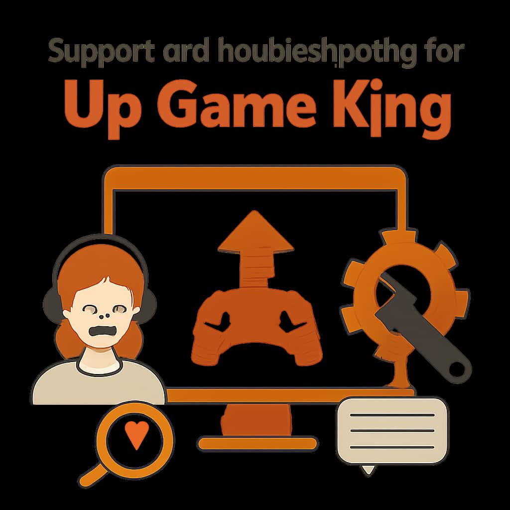 Illustration of troubleshooting steps for Up Game King.