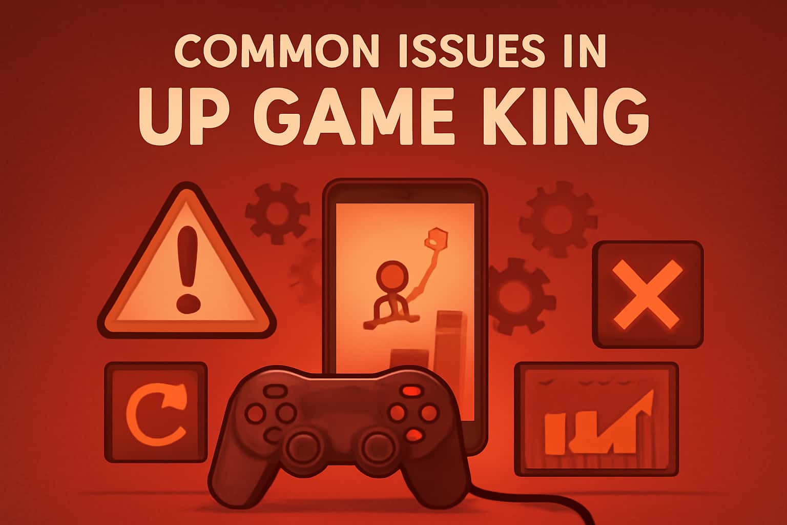An informative visual representation illustrating common issues faced by users of the Up Game King app.
