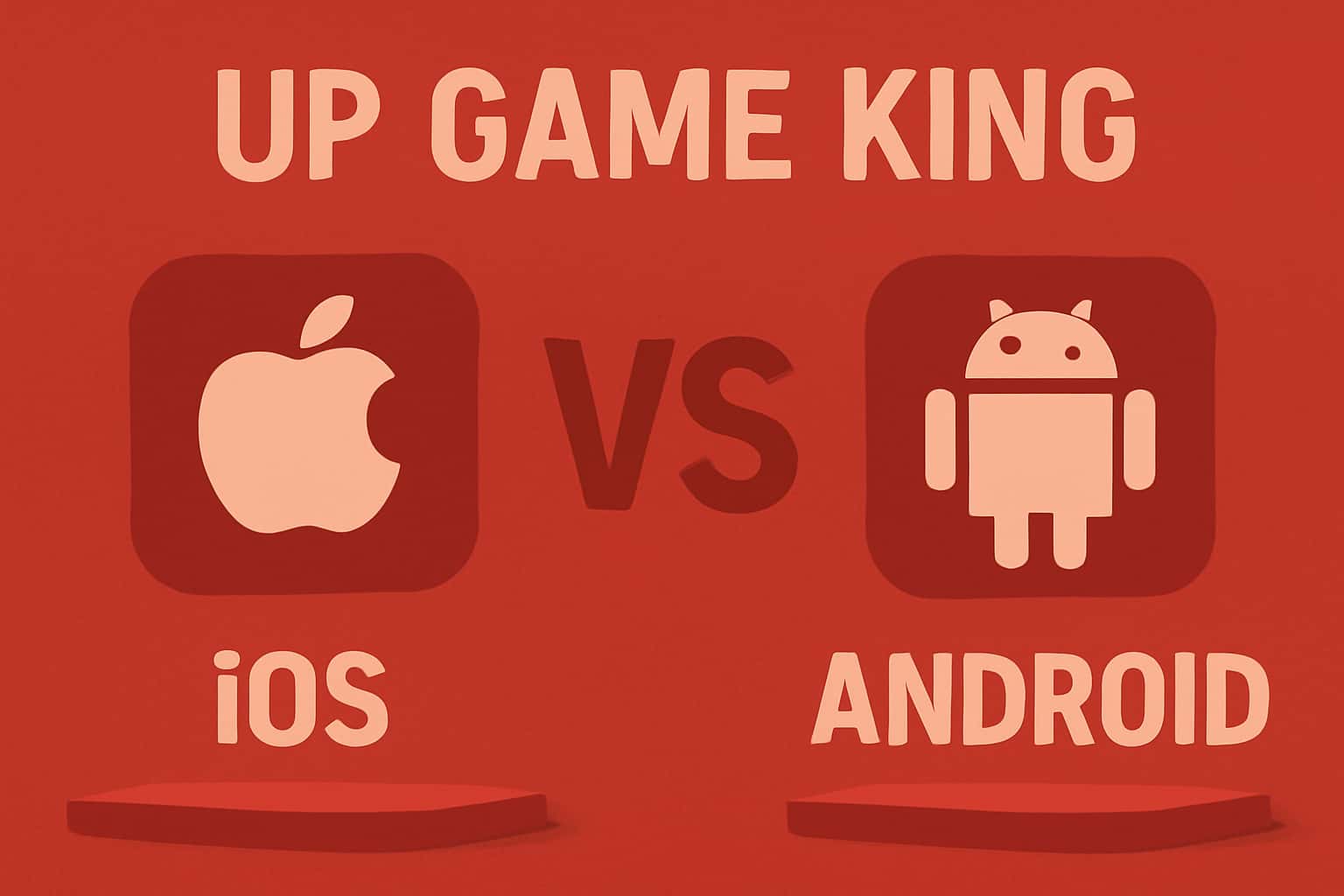 Infographic comparing Up Game King on iOS and Android, showcasing features, installation steps, and compatibility.