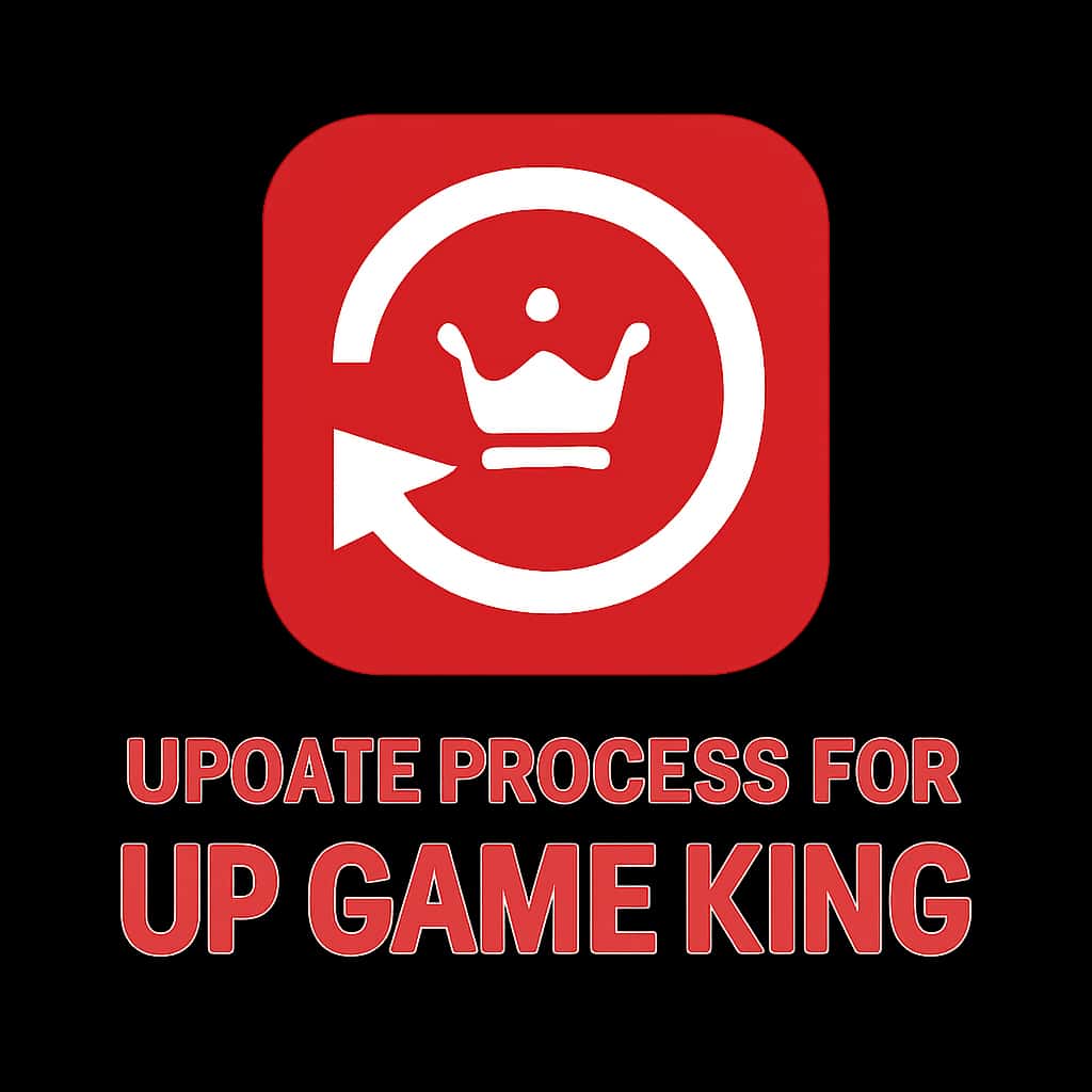 A badge illustrating the update process for Up Game King.